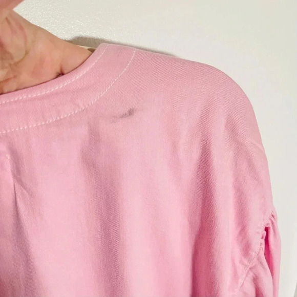 NWT Anthropologie Long-Sleeve Square-Neck Denim Babydoll Mini Dress Pink Size 2X - Picture 7 of 8